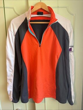 Men's Orange and Gray Half-Zip Performance Pullover